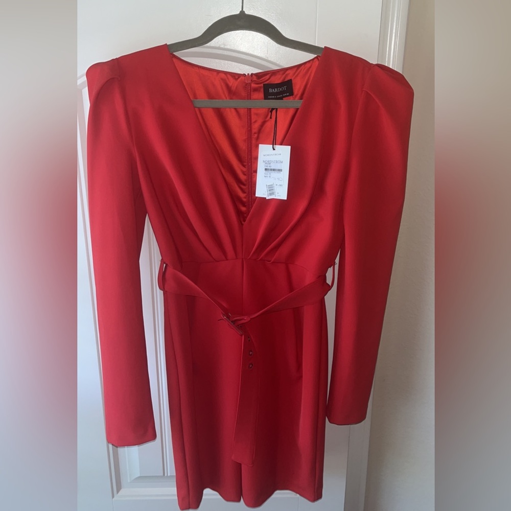 Bardot Long Sleeved Belted Mini Dress